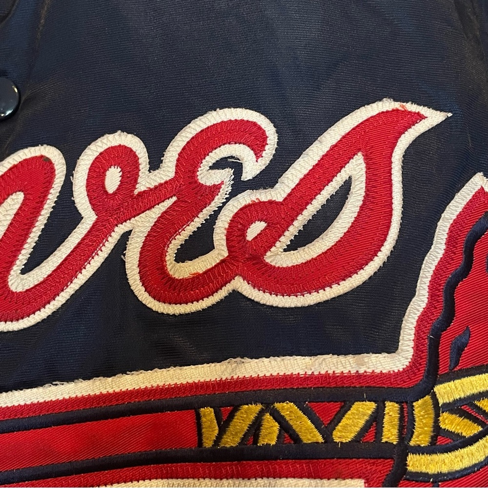 Vintage Atlanta Braves Starter Baseball Jacket Diamond Collection Blue Sz L - Picture 4 of 15